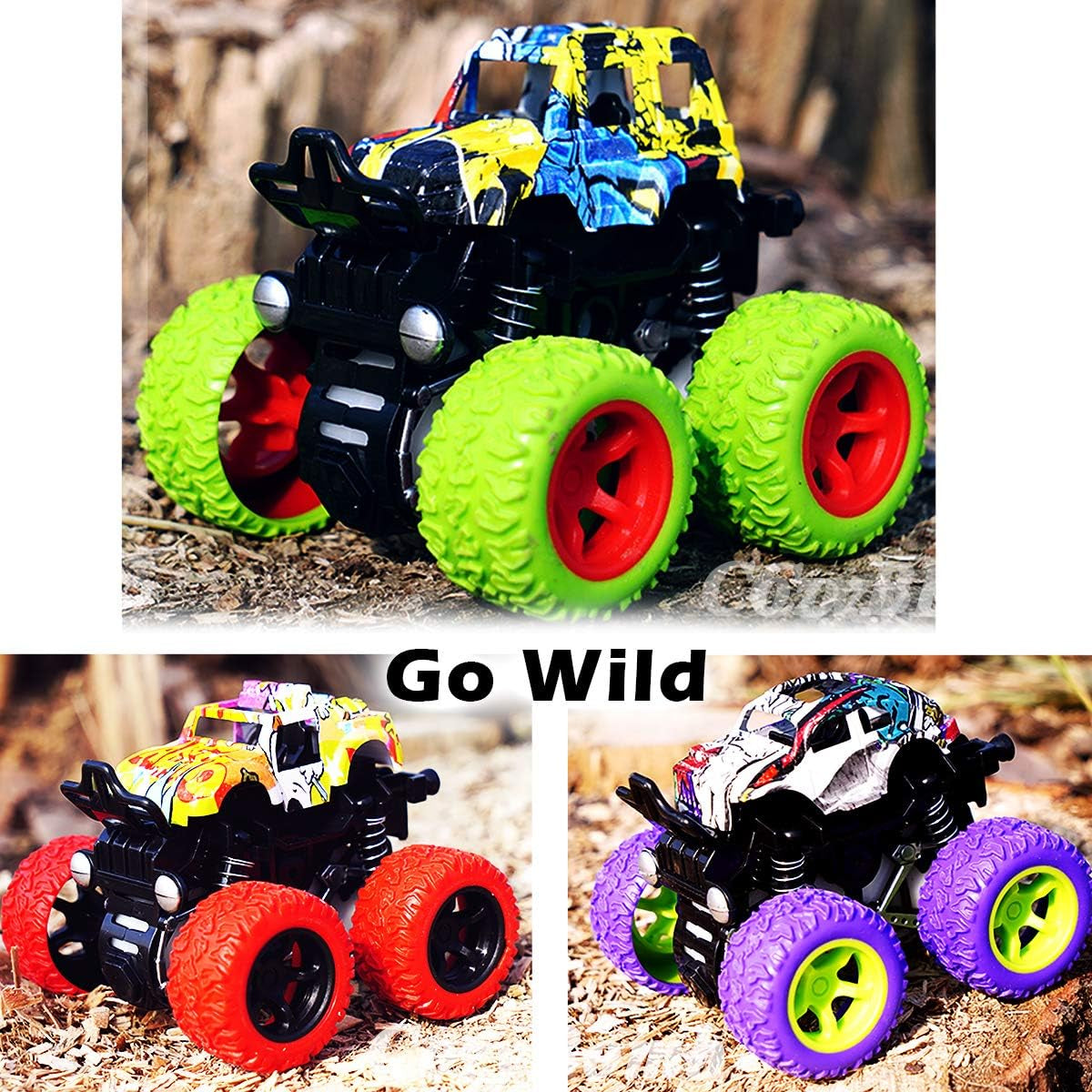 ™ Monster Trucks Toys - 3 Pack Friction Powered Mini Push and Go Car Truck Playset Inertia Vehicle for Kids Best Christmas Birthday Party Gift for Boys Girls Aged 3 and Above